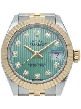 Rolex Datejust 28 Watch Jubilee Diamond Mint Green Tapestry
